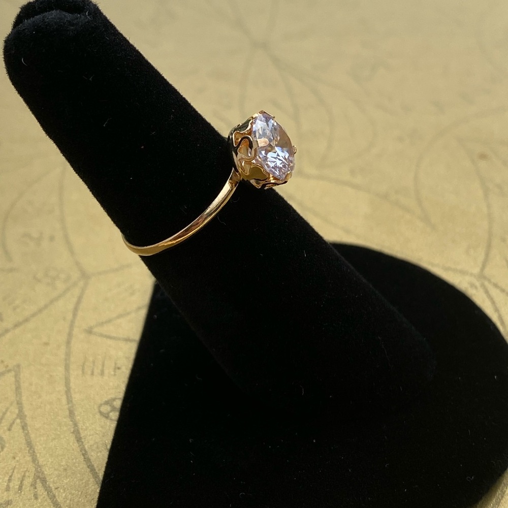 Gold Filled Ring Circle CZ Diamond with Heart Hidden Halo Size 6, 7 8
